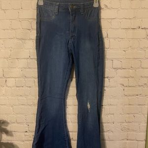 Lover + Friends Flare Distressed Womens Jeans SZ S